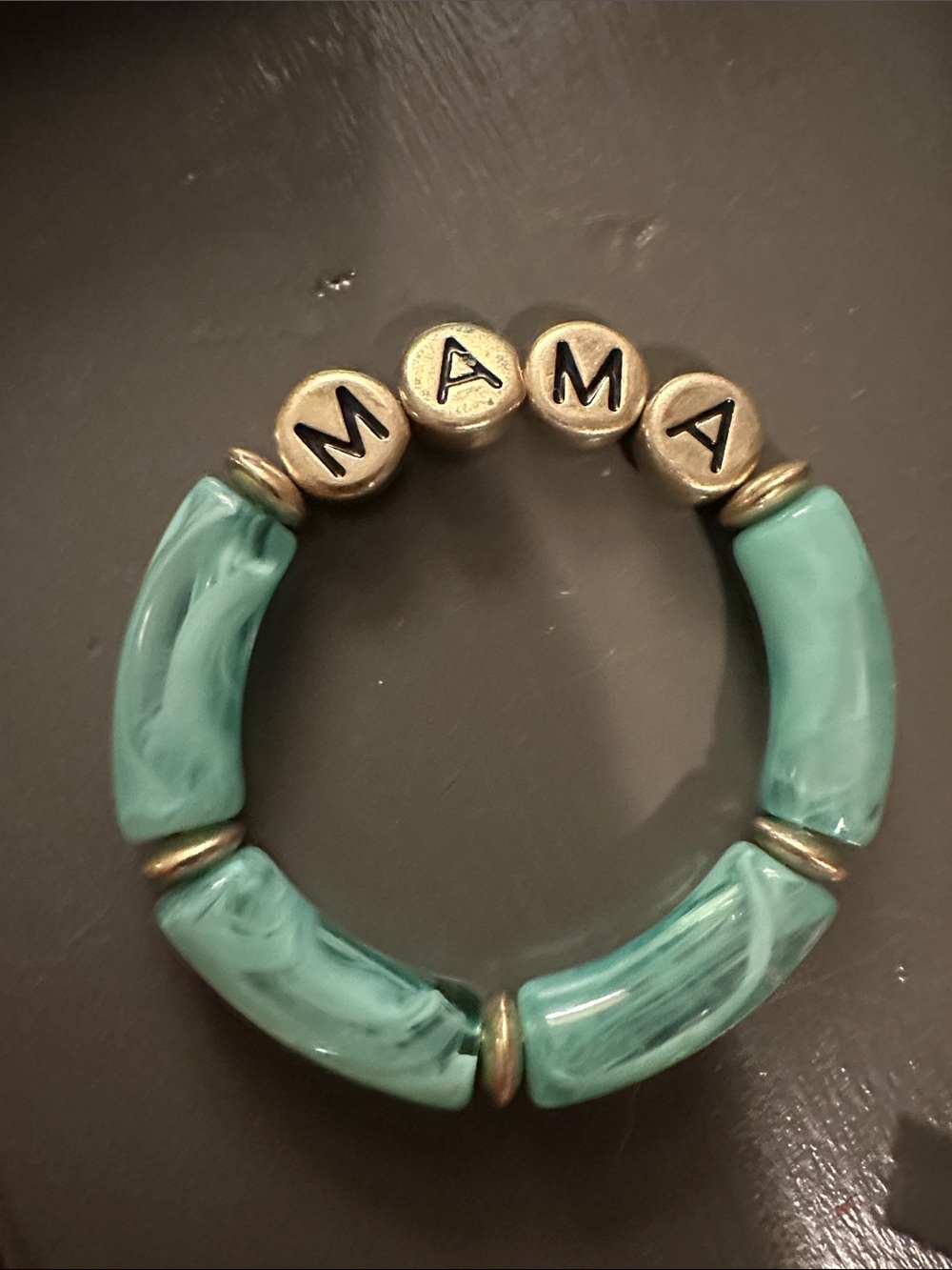 Mama Turquoise Beaded Stretch Bracelet